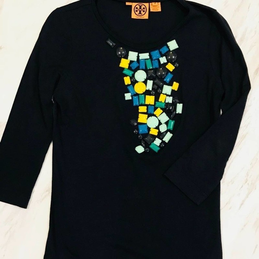 Tory Burch Beaded Neckline Top Blue Size XS